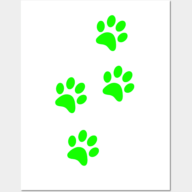 Light Green Pawprints on White Wall Art by Blue Butterfly Designs 